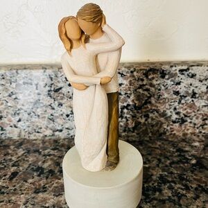 Cream and Brown Embrace Sculpture with Flowing Garments